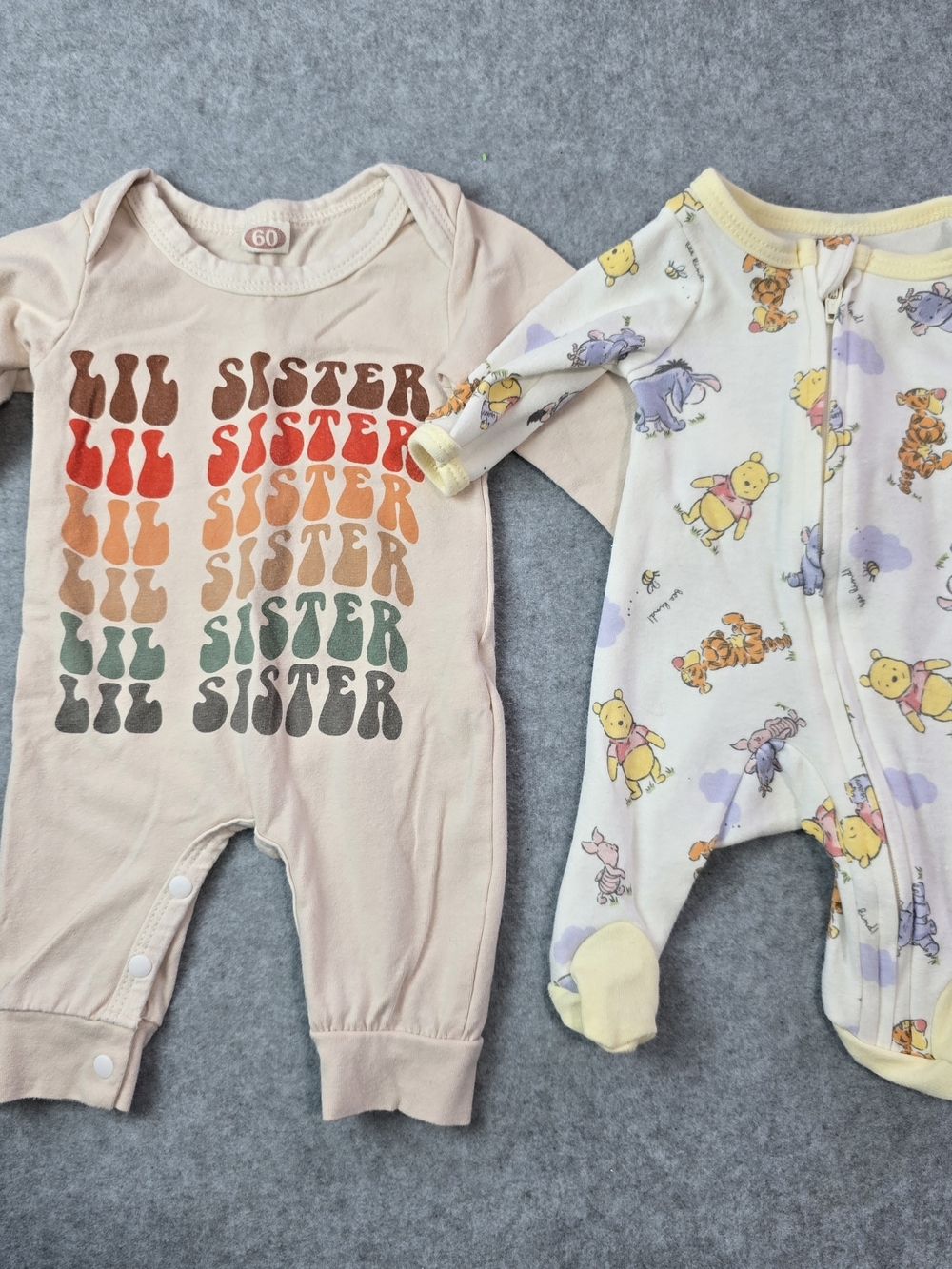 Lil Sister And Pooh Bear Baby One-Piece Rompers